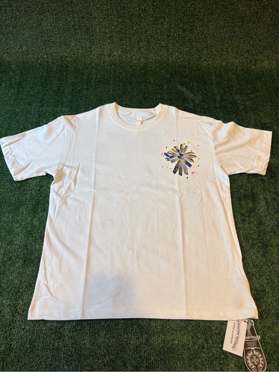 Chrome Hearts Other - Chrome Hearts White Short-Sleeve Tee with Multicolor Floral Burst